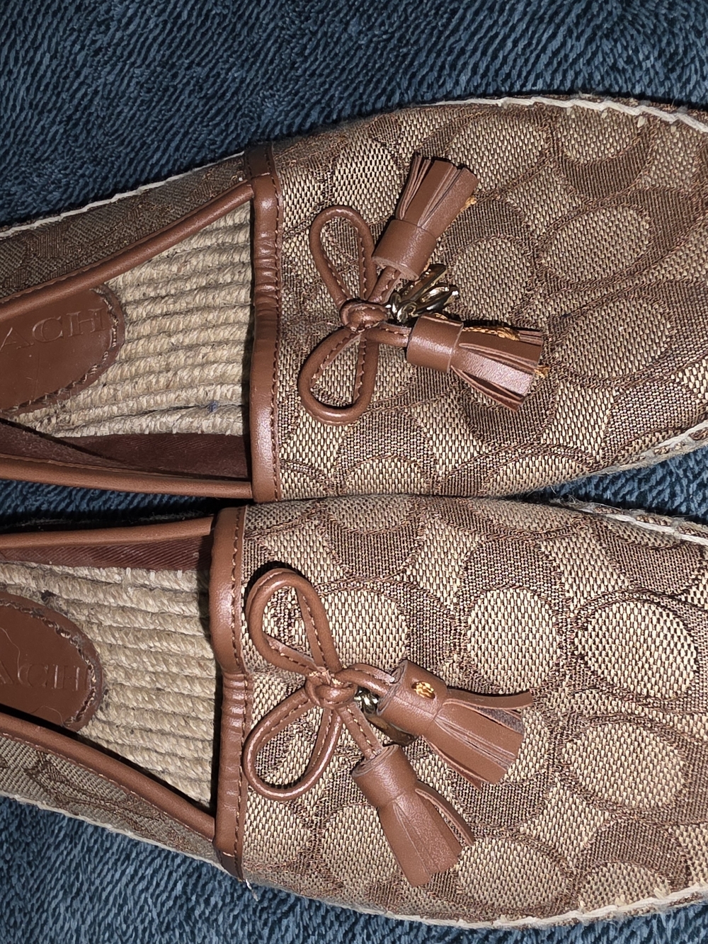 Coach Women's Brown Signature Canvas Tassel Loafers